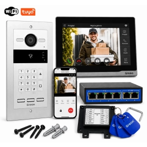 Wideodomofon IP Greon GR-IS2IPS + GR-OS10K-P Podtynkowy Android 10 WiFi Tuya RFID